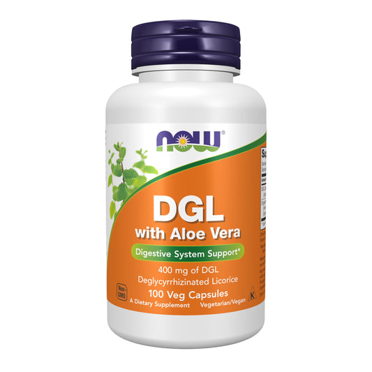 NOW Foods DGL with Aloe Vera bottle and packaging