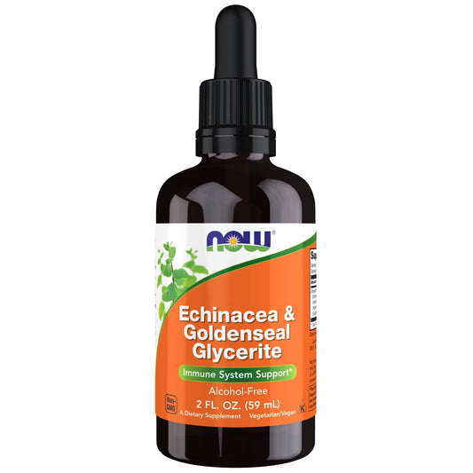 NOW Foods Echinacea and Goldenseal glycerite with dropper bottle, 2 oz