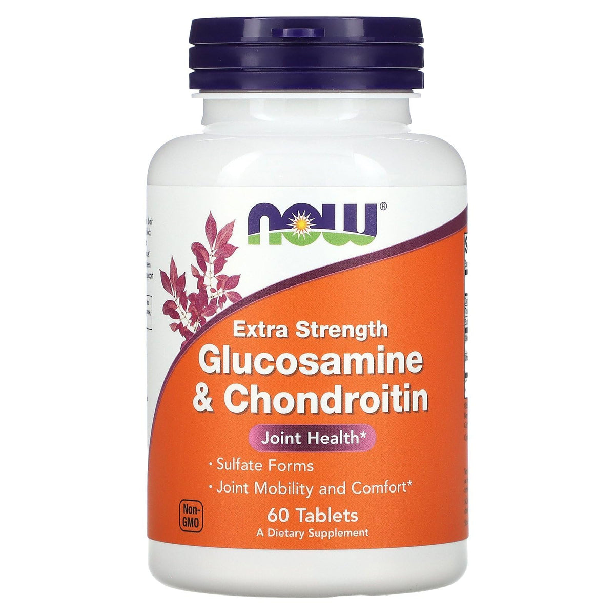 NOW Foods Extra Strength Glucosamine & Chondroitin 60 tablets bottle label