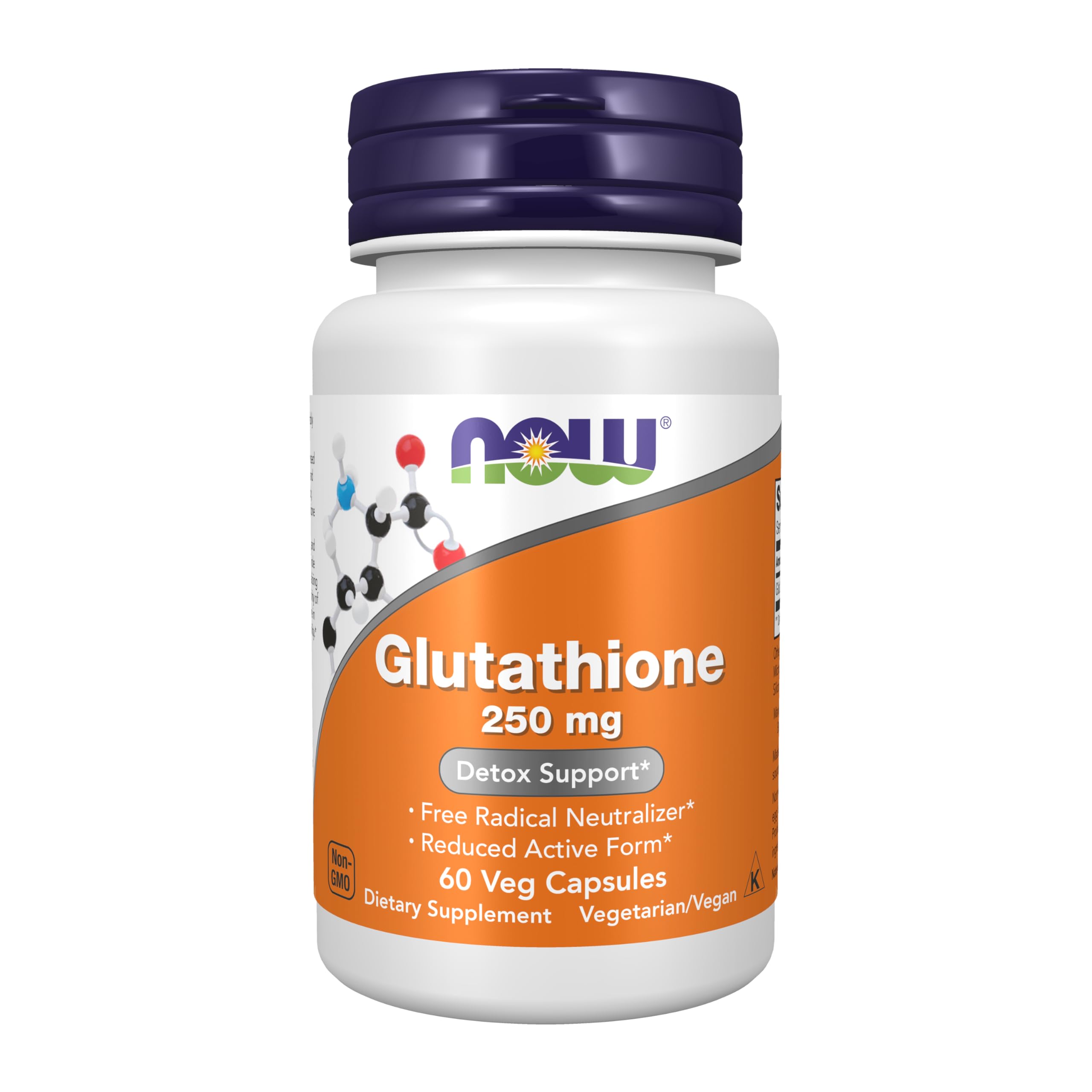 NOW Foods Glutathione 250 mg bottle with 60 vegan capsules
