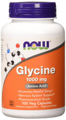 Now Foods Glycine 1000 mg bottle and label front