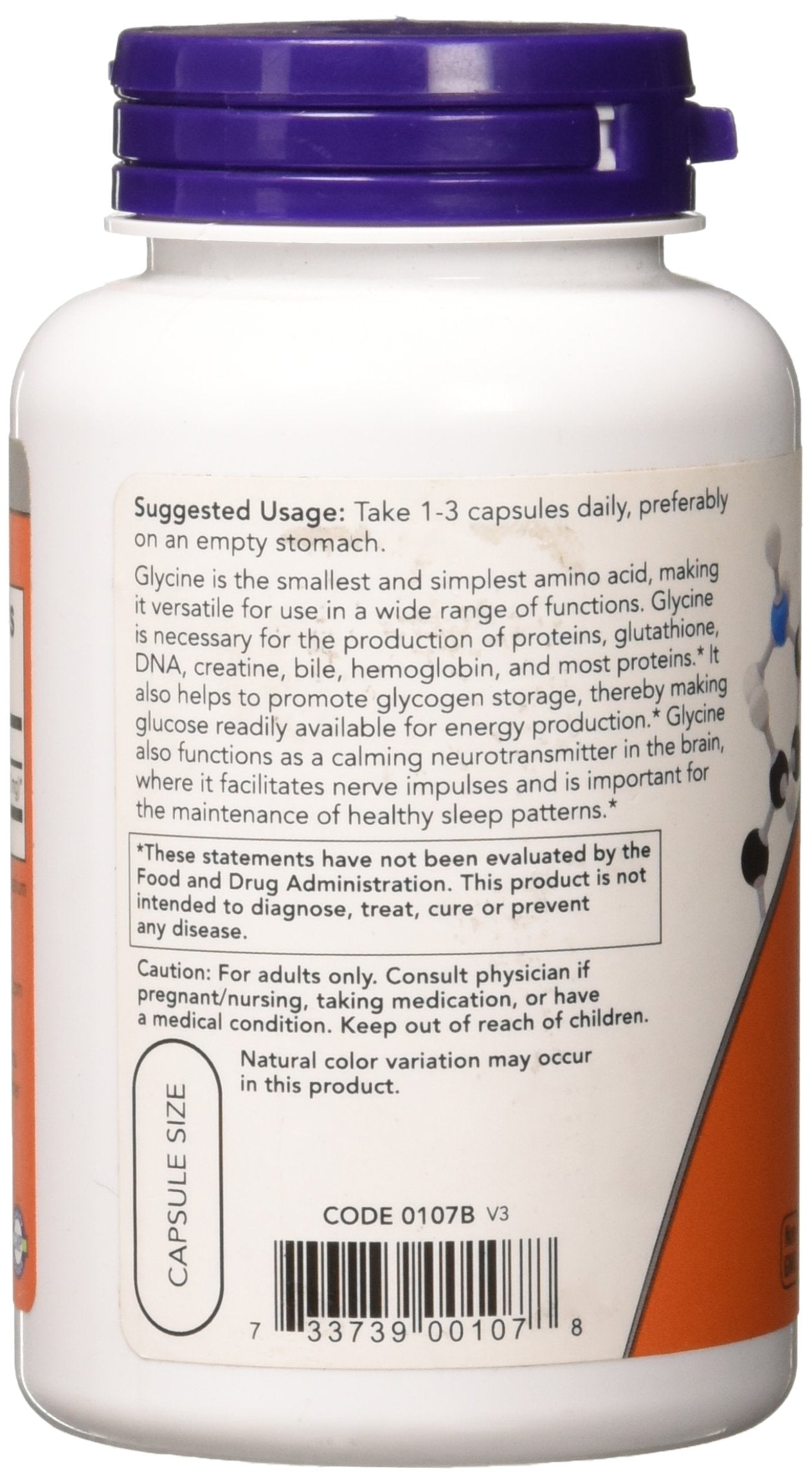 Glycine 1000 mg capsules close-up