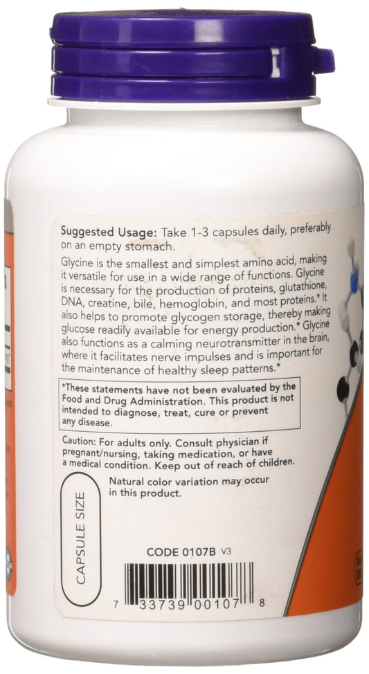 Glycine 1000 mg capsules close-up