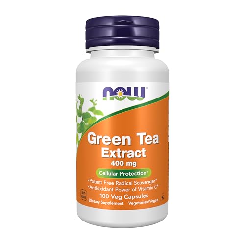 NOW Foods Green Tea Extract 400 mg with Vitamin C bottle on white background