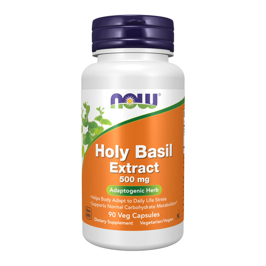 NOW Foods Holy Basil Extract 500 mg bottle label