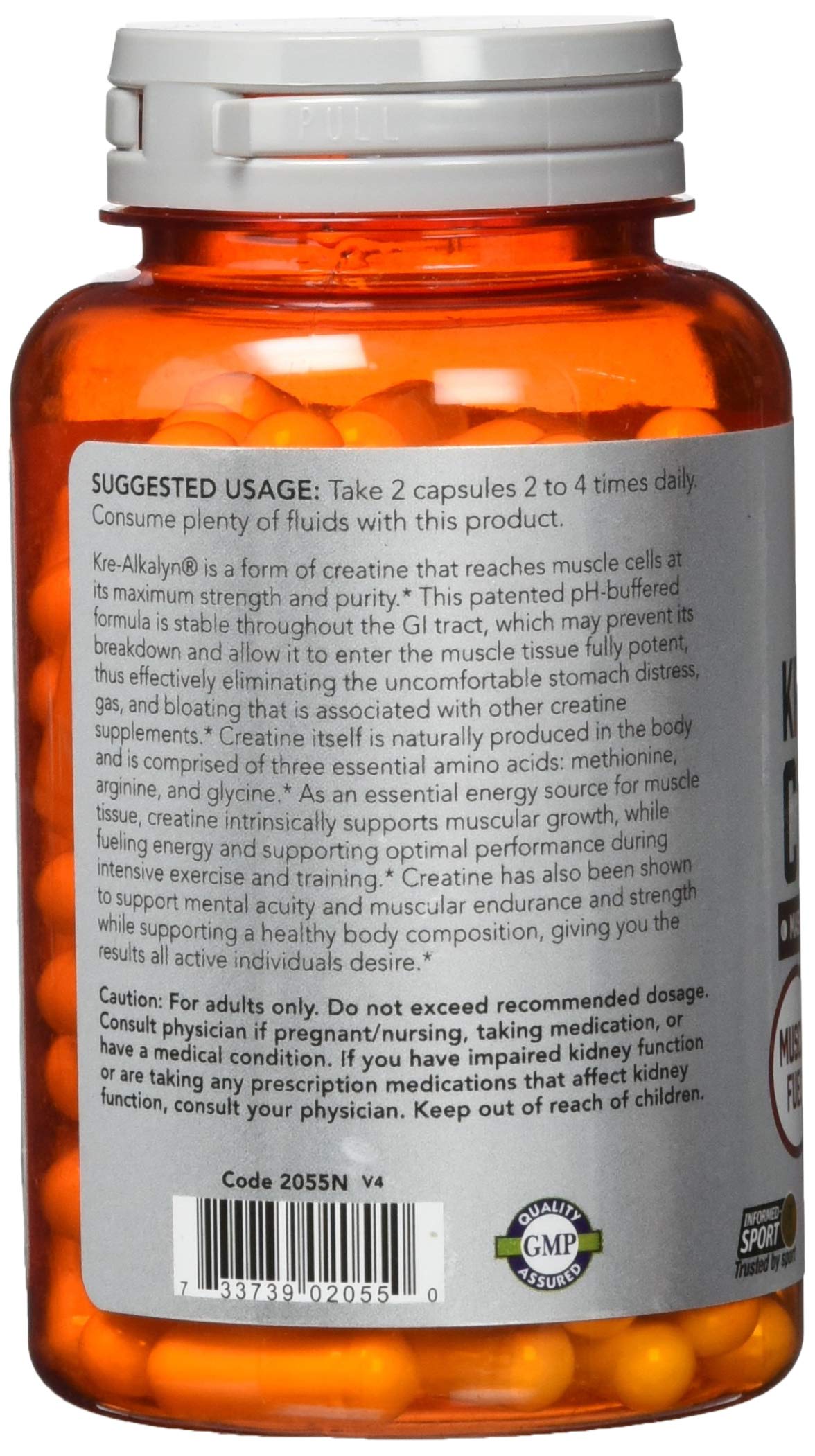 Now Foods Kre-Alkalyn Creatine front label