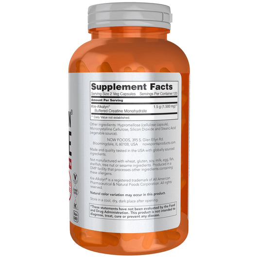 Close-up of Kre-Alkalyn Creatine 750 mg label