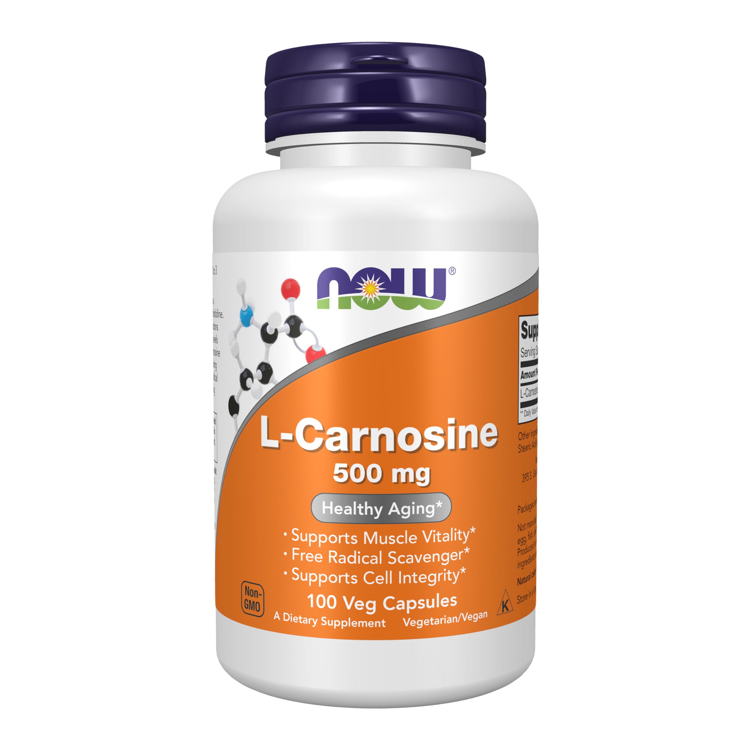 NOW Foods L-Carnosine 500 mg vegan capsules bottle