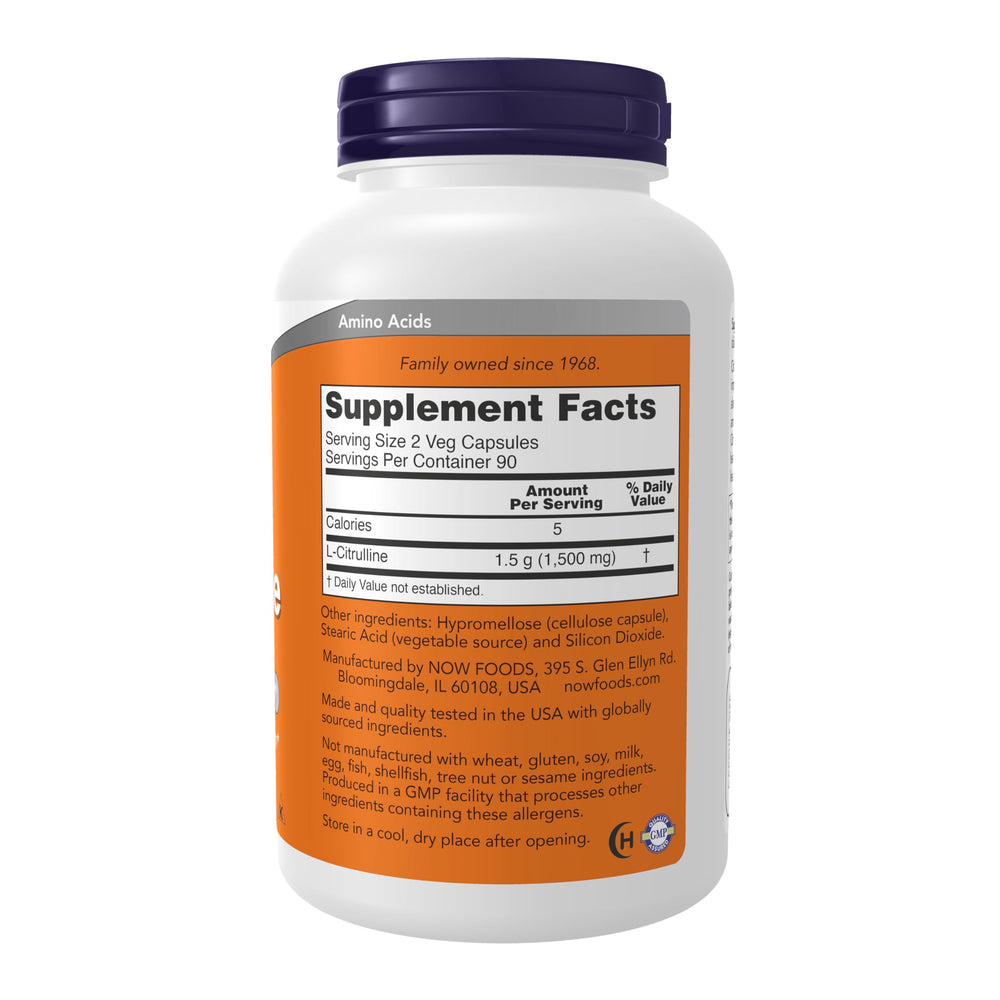 Close-up of L-Citrulline 750 mg capsules