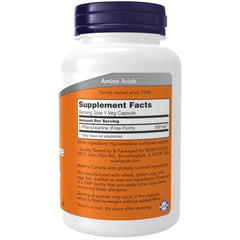 NOW Foods L-Phenylalanine 500 mg vegan capsules – capsule close-up