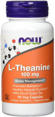 Now Foods L-Theanine 100 mg bottle with 90 capsules