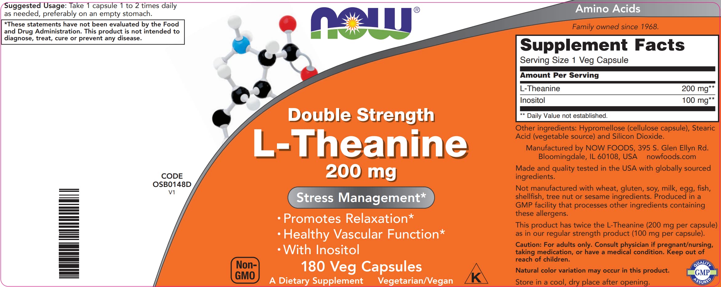 Relaxation and stress management with L-Theanine 200 mg