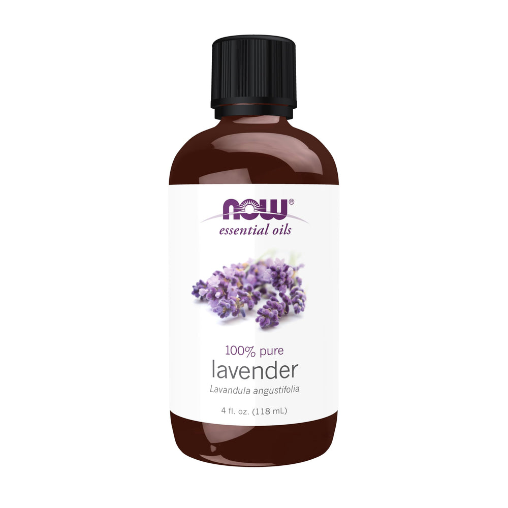 NOW Foods lavender essential oil bottle 4 oz - front view