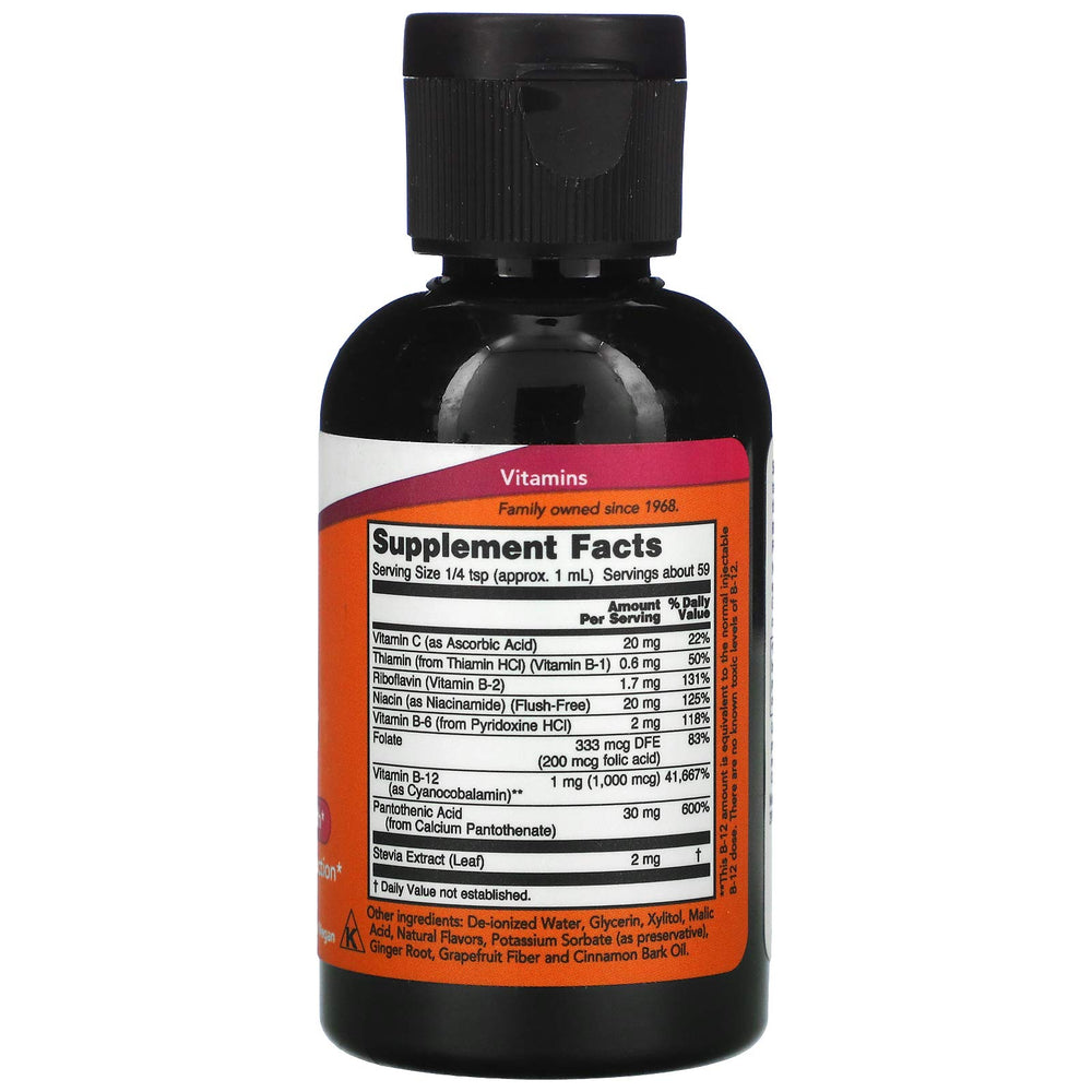 Now Foods Liquid B-12 B Complex label on bottle