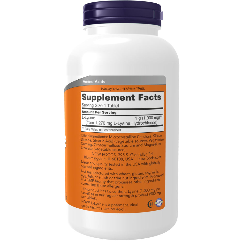 Vegan/Non-GMO and allergen-free certifications on lysine packaging