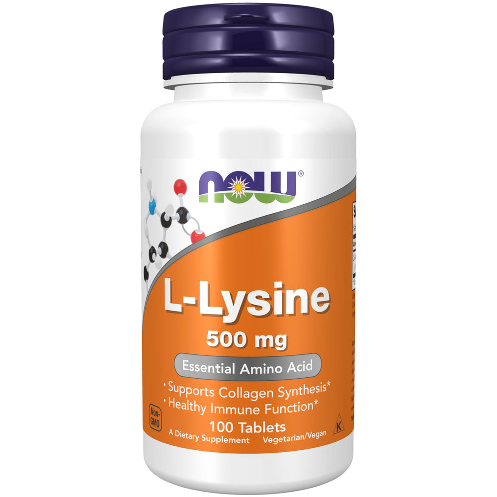 NOW Foods L-Lysine 500 mg bottle label