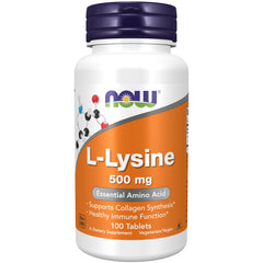 NOW Foods L-Lysine 500 mg bottle label
