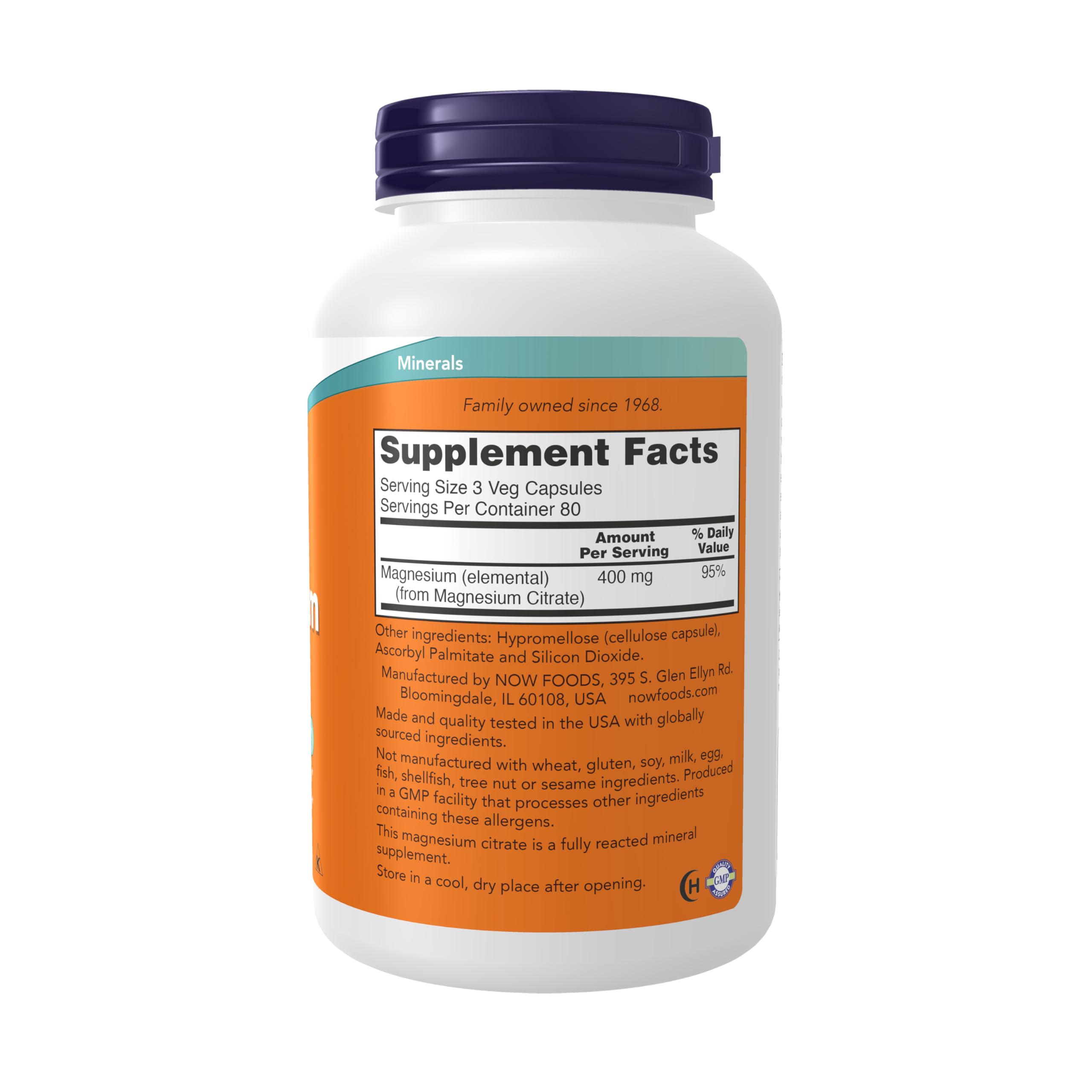 NOW Foods Magnesium Citrate label