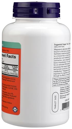 Close-up of magnesium glycinate 100 mg tablets