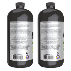 NOW Foods MCT Oil label closeup highlighting coconut-derived MCTs.