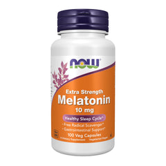 NOW Foods Melatonin 10 mg Extra Strength bottle - 100 Veg Capsules - front view