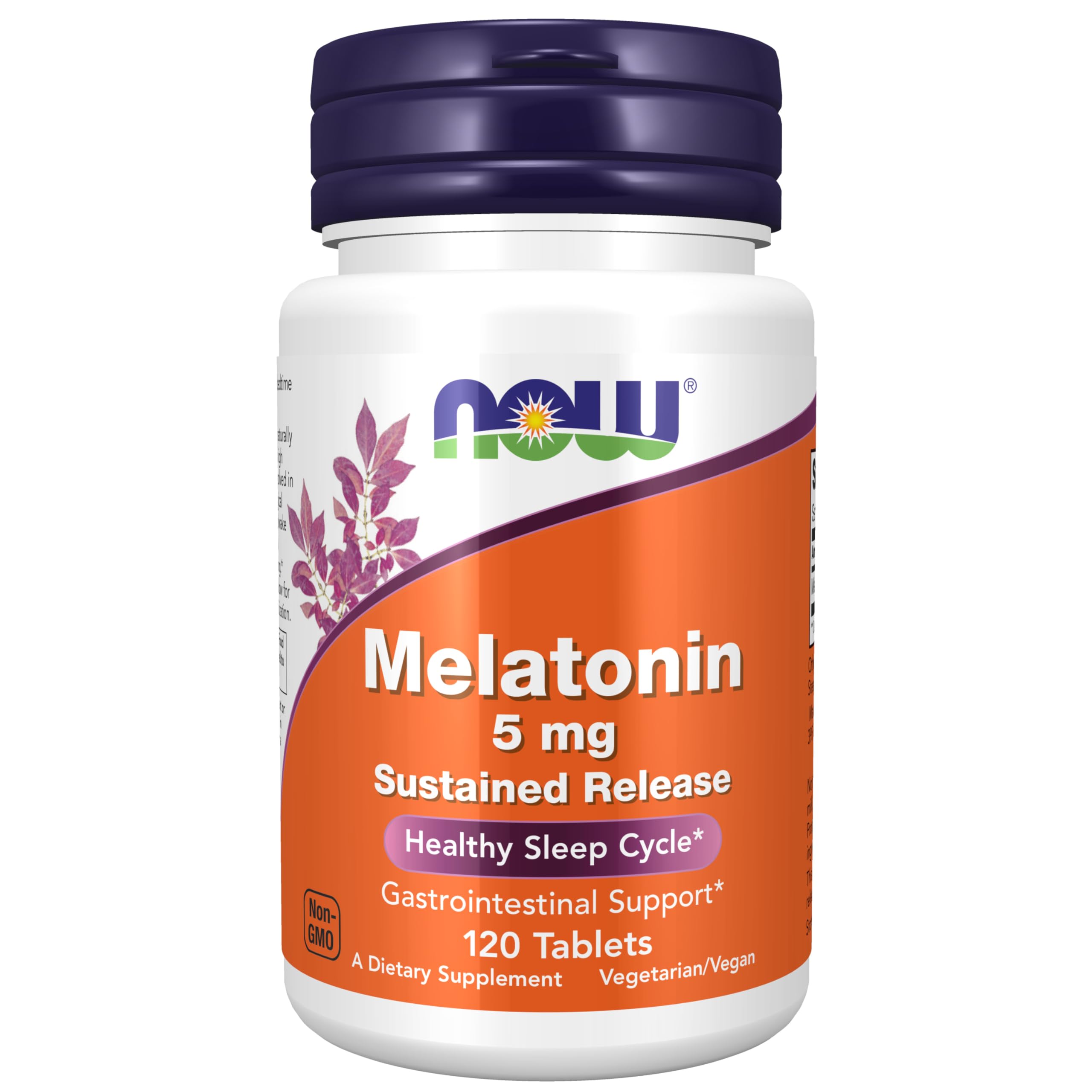  NOW Foods Melatonin 5 mg Sustained Release bottle label