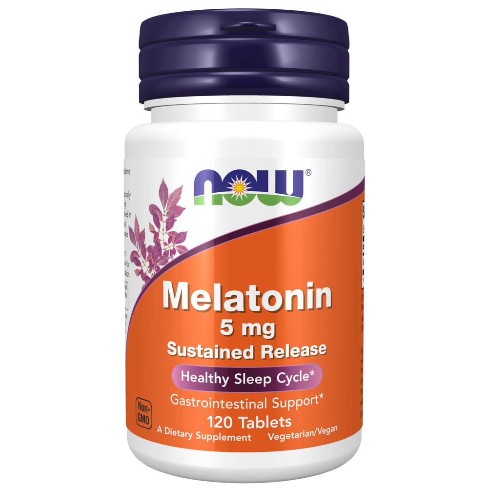  NOW Foods Melatonin 5 mg Sustained Release bottle label