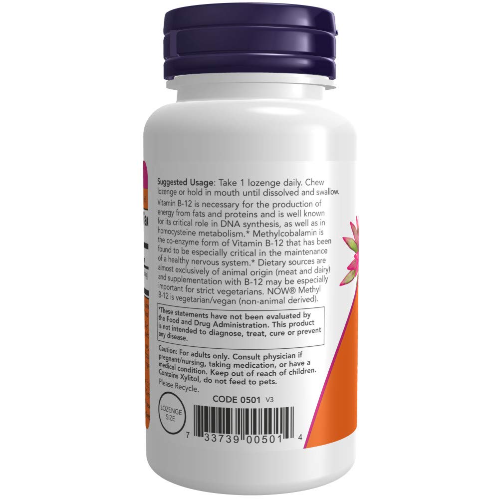 Ingredients panel showing vegan methylcobalamin 10000 mcg