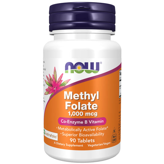 NOW Foods Methyl Folate 1000 mcg tablets front view