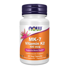 NOW Foods MK-7 Vitamin K-2 100 mcg vegan capsules bottle front