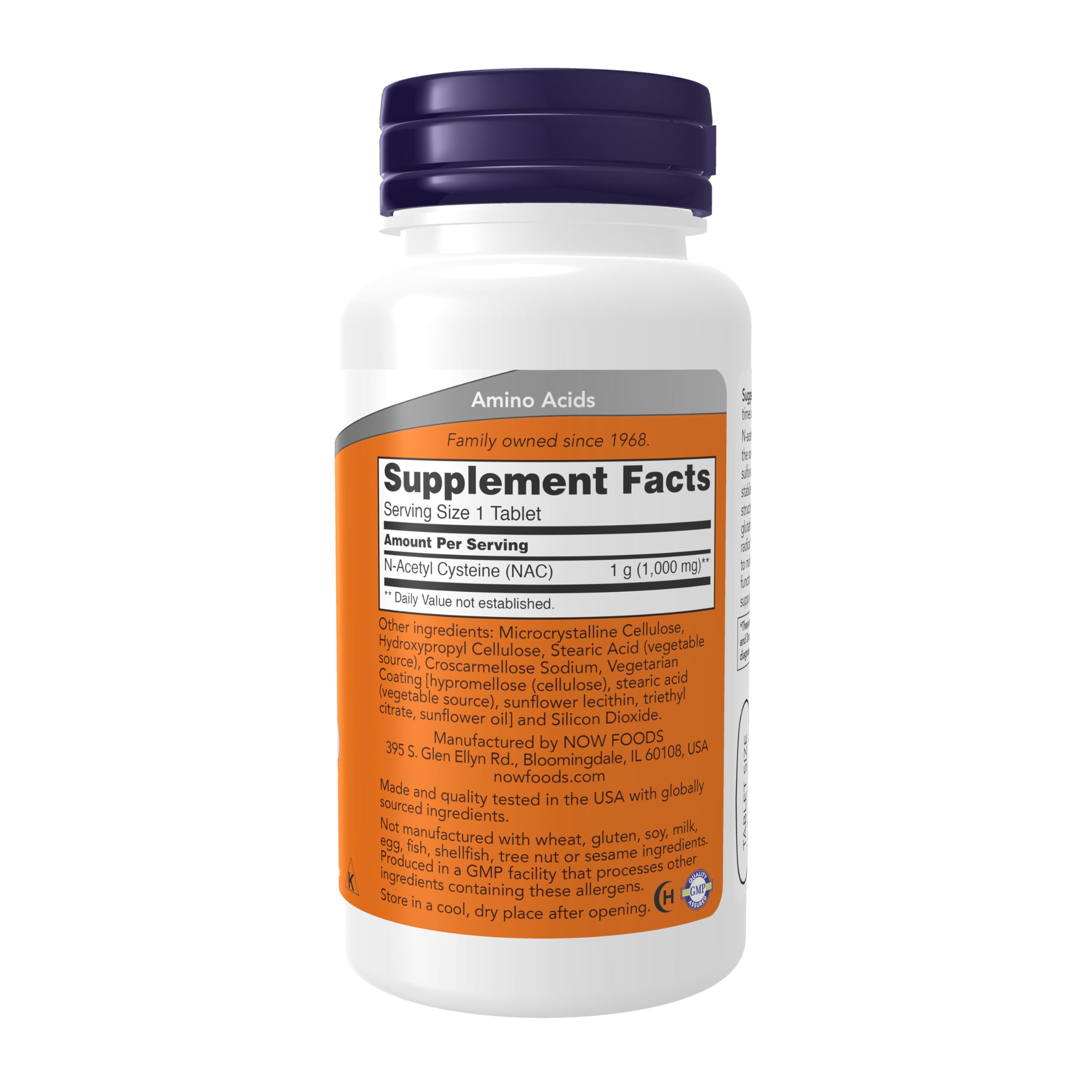 NAC 1,000 mg supplement facts label