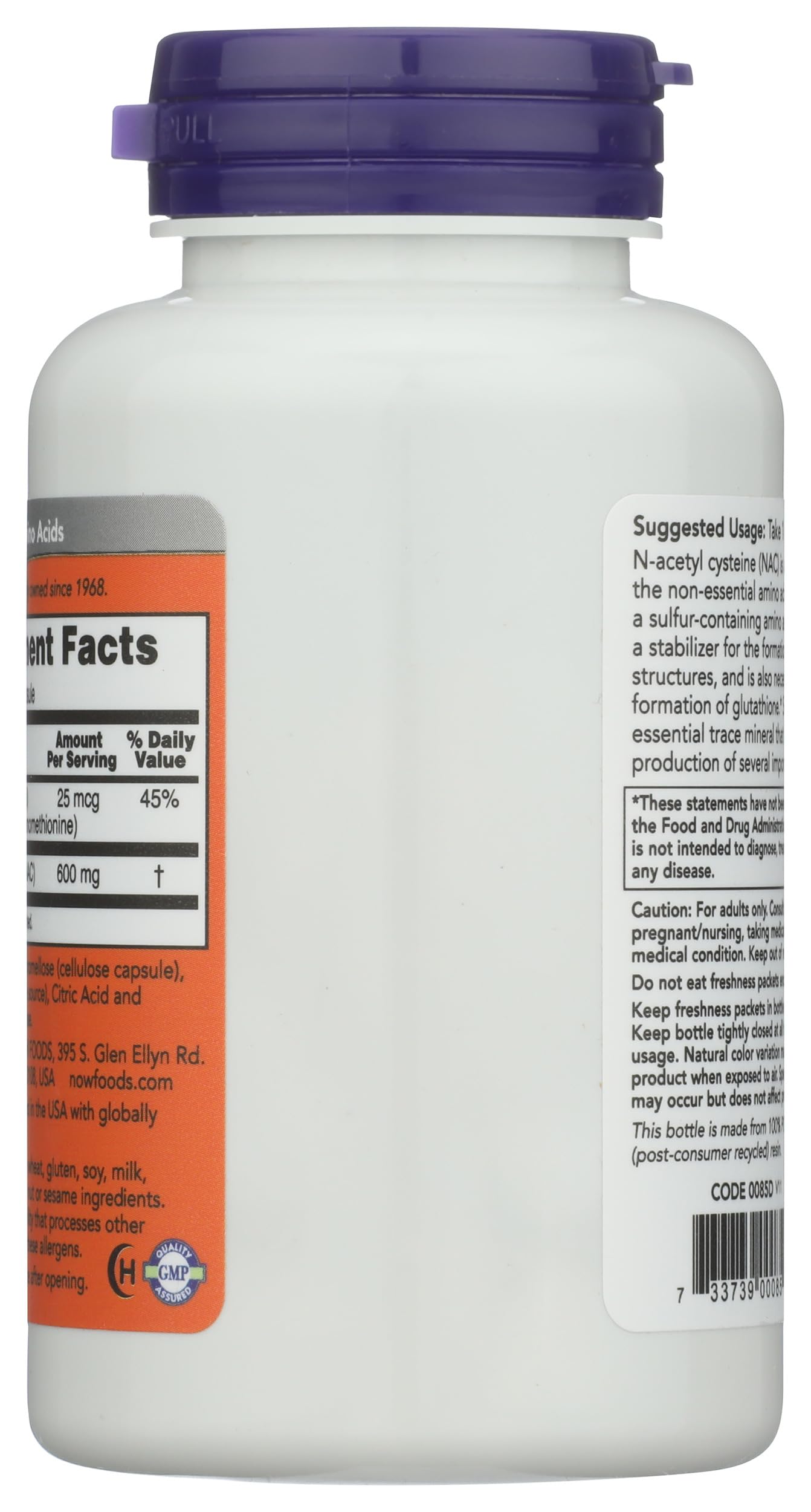 NAC 600 mg bottle label close-up