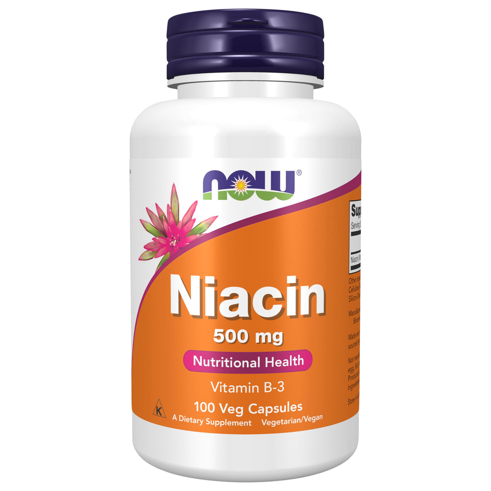 NOW Foods Niacin 500 mg bottle with label
