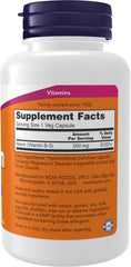 Back panel of NOW Foods Niacin bottle showing supplement facts