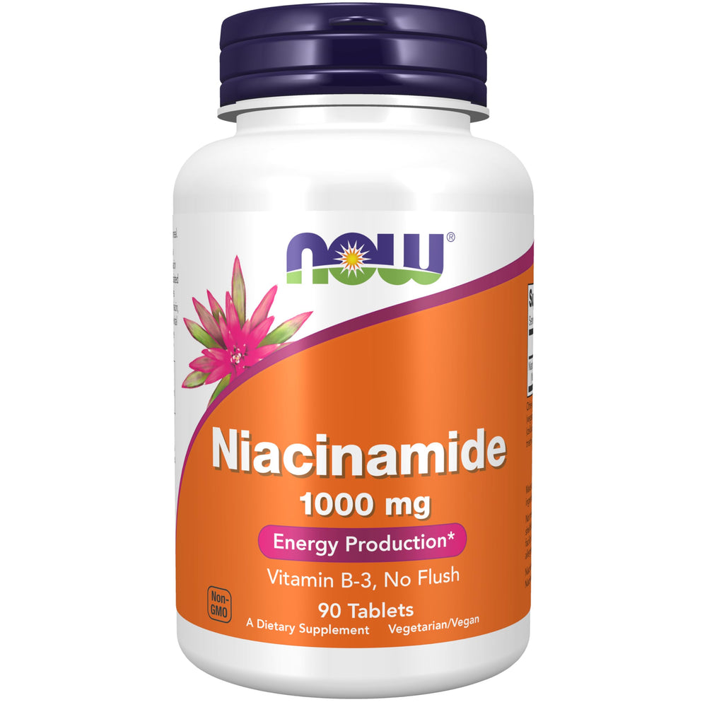 NOW Foods Niacinamide 1000 mg Vitamin B-3 bottle and label