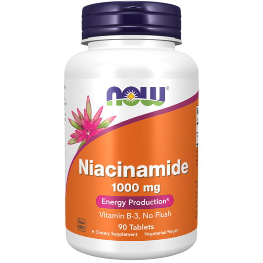 NOW Foods Niacinamide 1000 mg Vitamin B-3 bottle and label