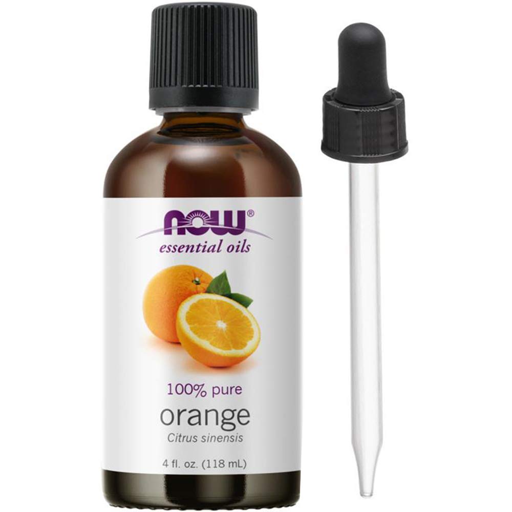 NOW Foods Orange Oil Sweet bottle front view for refreshing citrus energy.