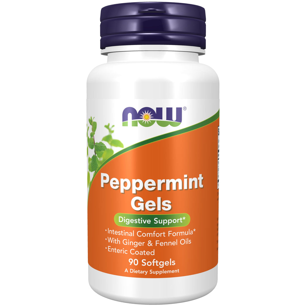 NOW Foods Peppermint Gels bottle and box