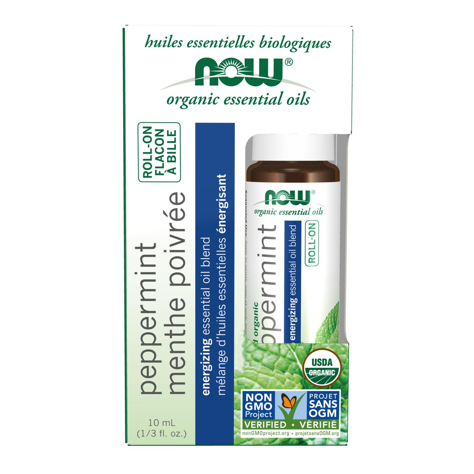 NOW Foods Peppermint Roll-On 10 mL bottle