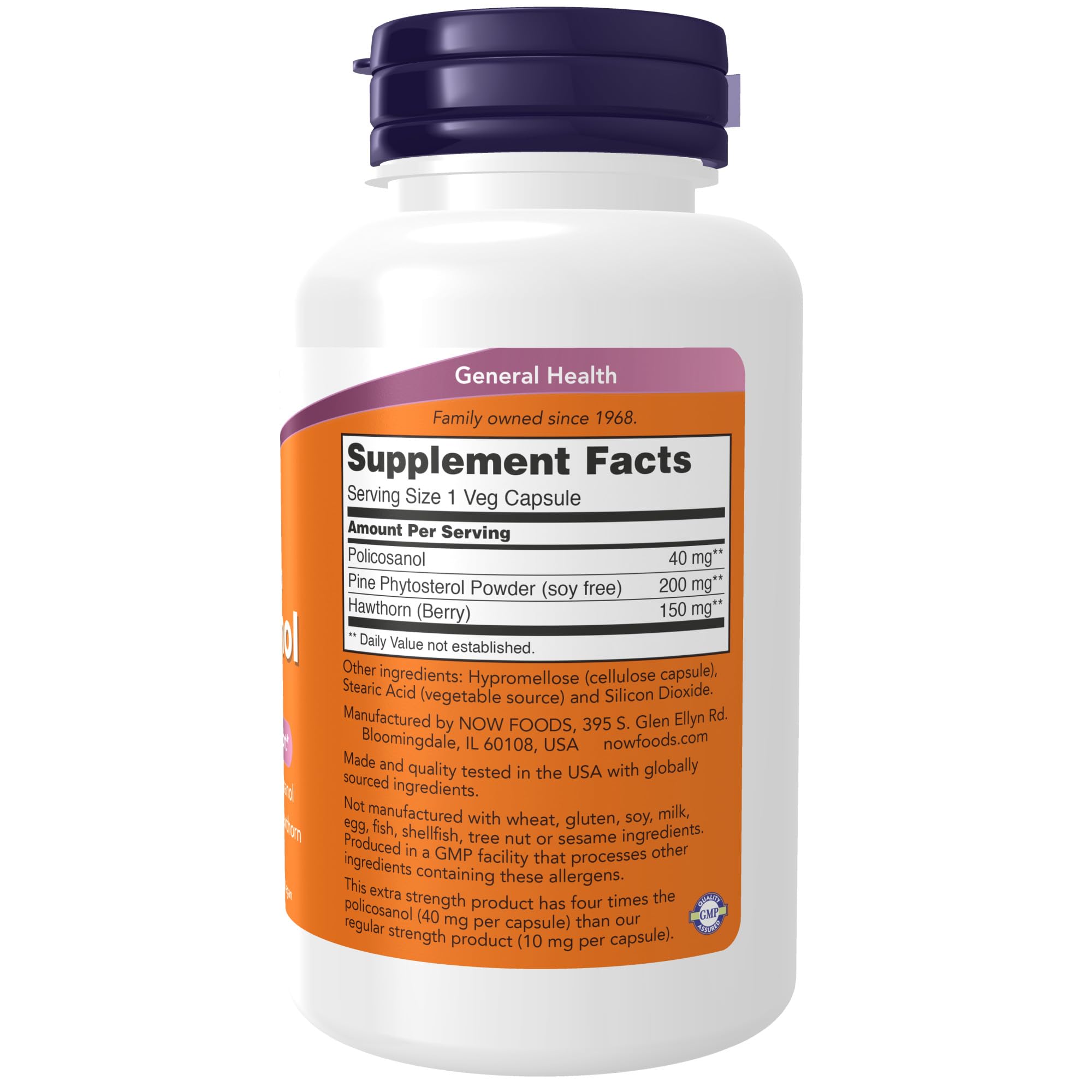 Illustration of octacosanol from plant waxes used in Policosanol 40 mg