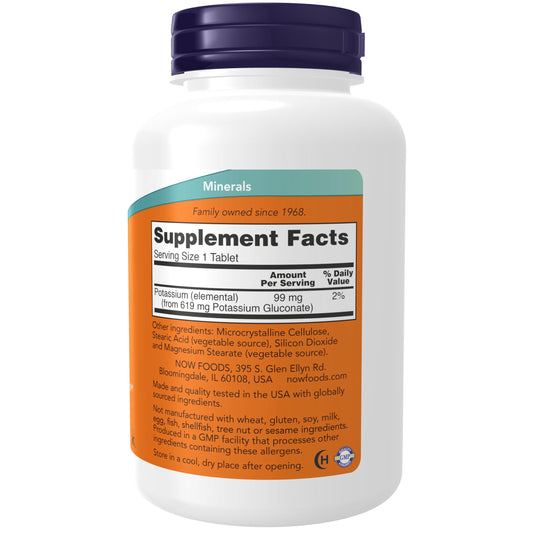 NOW Foods Potassium Gluconate bottle – back view