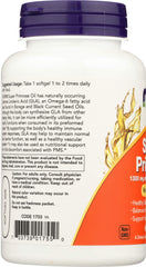 Nutrition facts panel on Primrose oil bottle