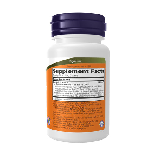 NOW Foods Probiotic-10 bottle back label
