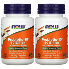 NOW Foods Probiotic10 bottle with capsules for daily gut balance