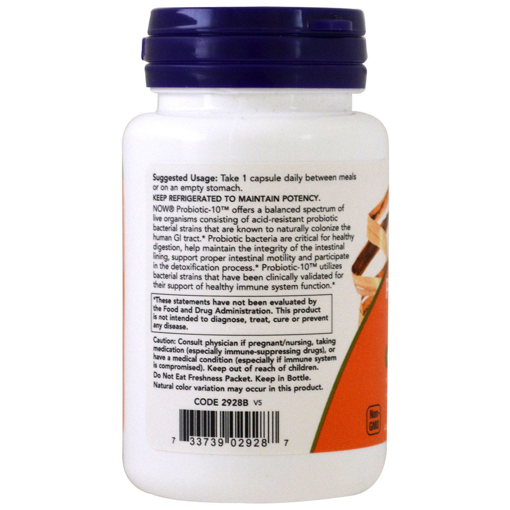 Pack of two NOW Foods Probiotic10 bottles for convenient daily use