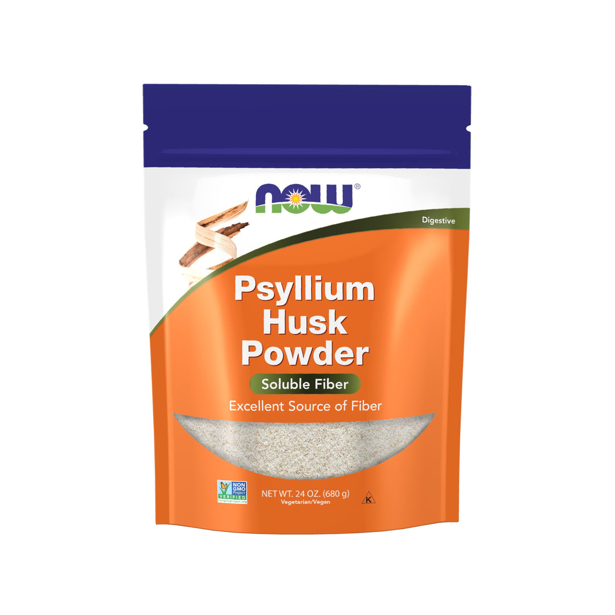 NOW Foods Psyllium Husk Powder 24 oz jar label