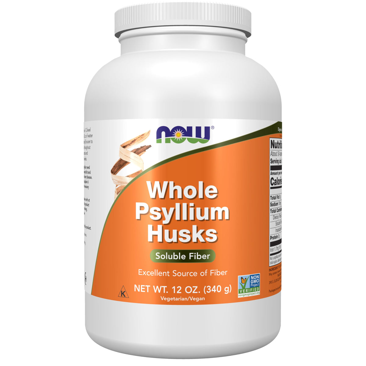 NOW Foods Psyllium Husk Granule 12 oz bottle label