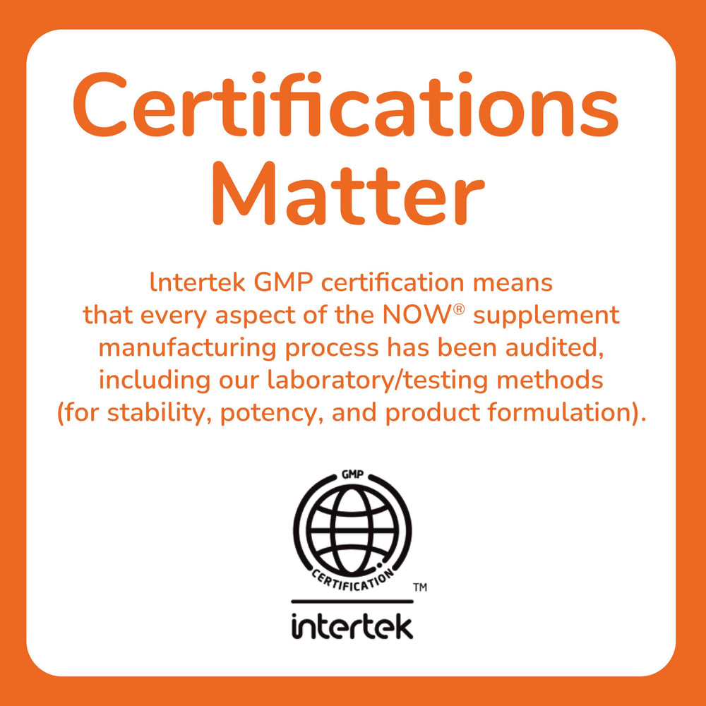 Product label with certifications and ingredients