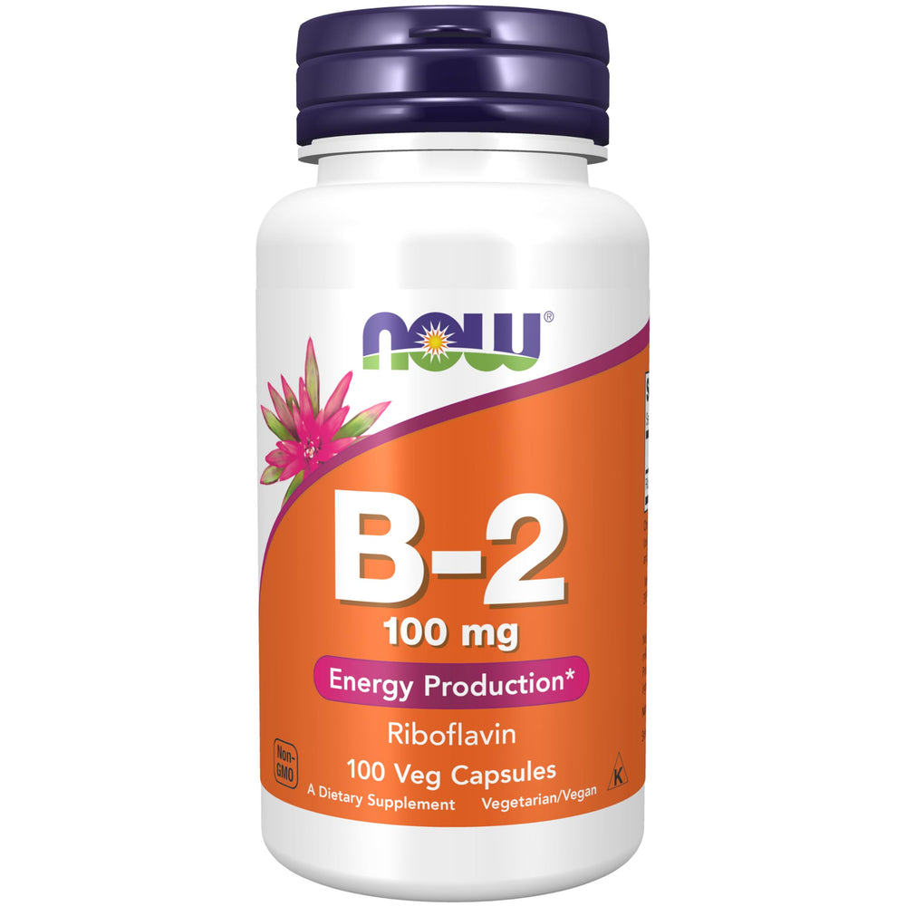 NOW Foods Vitamin B-2 Riboflavin 100 mg Vegetarian Capsules front label
