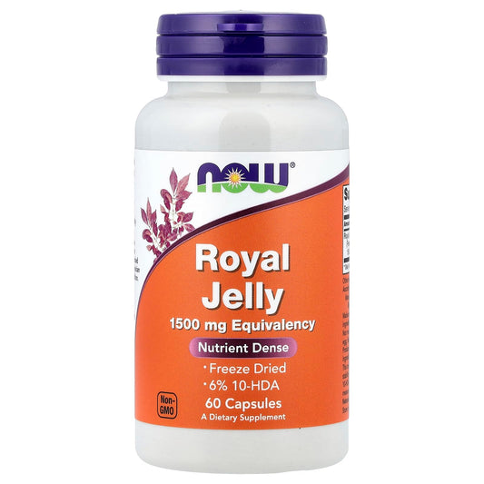 NOW Foods Royal Jelly 1500 mg capsules bottle - front view